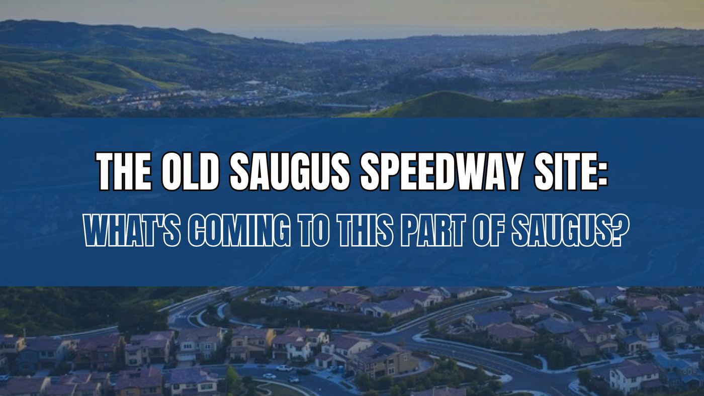 The old Saugus Speedway site in Saugus, Santa Clarita, aerial view of the surrounding hillside neighborhood